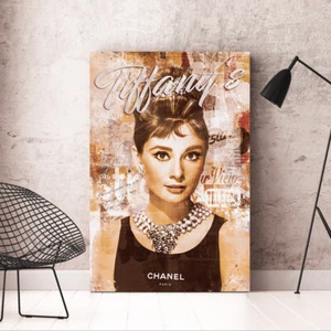 Leinwandbild Audrey Hepburn Tiffany Pop Art Wand Bilder Wohnzimmer Büro Deko - Bild 1 von 5