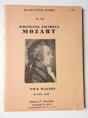 Wolfgang Amadeus Mozart - Two Masses K 317 & 337  Kalmus Study Scores miniature - Image 1 of 3