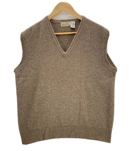Vintage Marc Jeffries Sweater Men Large Brown Lambswool Pullover V-Neck Vest Top - Picture 1 of 21