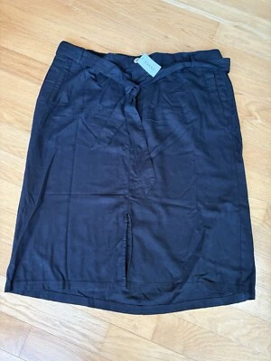 Falda EVANS Negra Lino Mezcla Viscosa Talla Grande 28, Cinturón Corbata Cintura Elástica Nueva con Etiquetas Foto 1 de 4