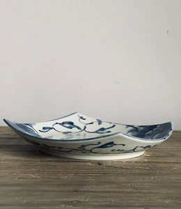 Oriental Japanese 19cm Floral Shallow Bowl – Blue & White, Square - Picture 1 of 4