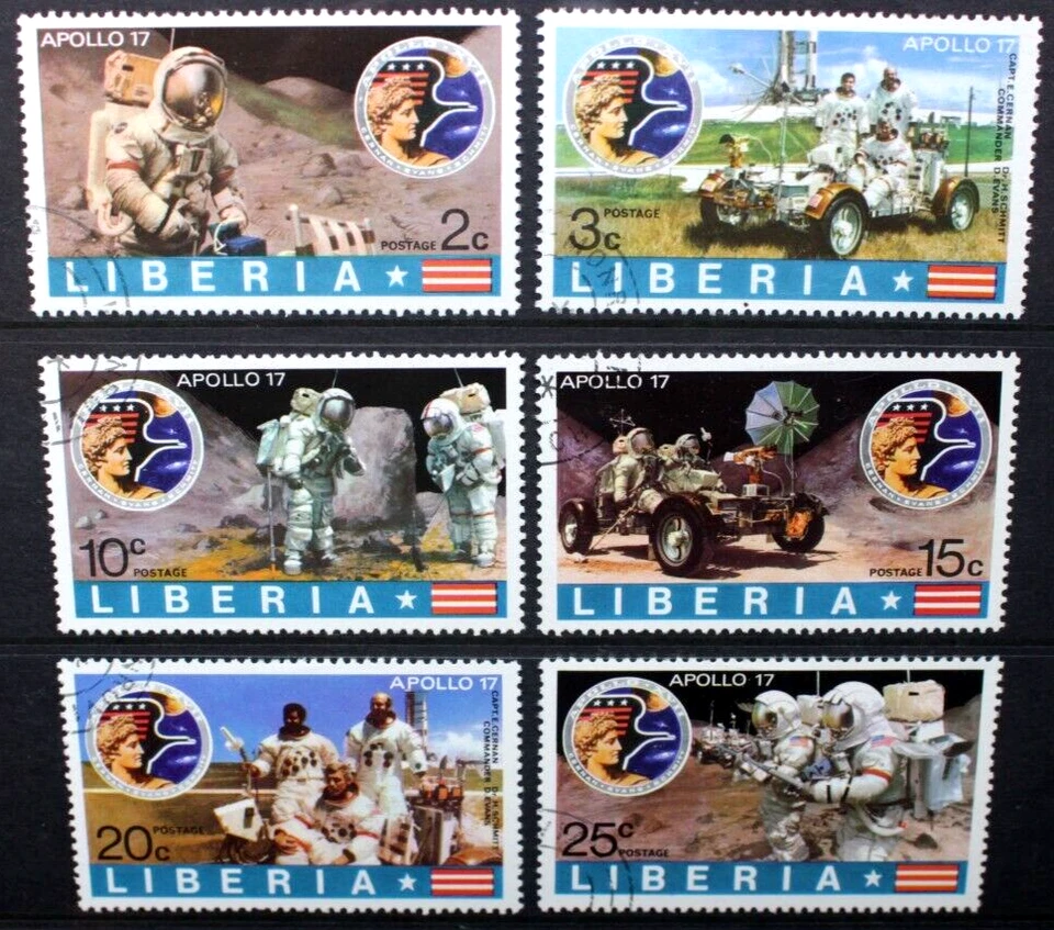 LIBERIA 1973 Space: Apolo 17 Moon Flight. Juego de 6. Cto USADO FINO. SG1142/1147. Foto 1 de 1