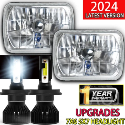 For Peterbilt 357 378 379 385 1998-2007 7x6 5x7 LED Headlights Hi/Lo Sealed Beam - Imagem 1 de 4