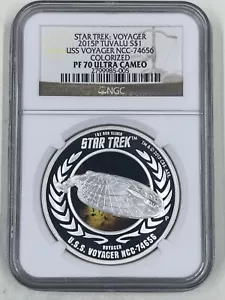 2015P Tuvalu S$1 NGC PF70 Ultra Cameo USS Voyager NCC 74656 Star Trek: Voyager - Picture 1 of 4