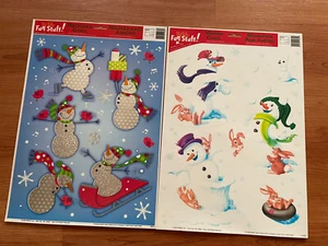 Dos hojas de adhesivos de ventana reutilizables - muñeco de nieve, copos de nieve Bunny Fun Stuff - Imagen 1 de 4