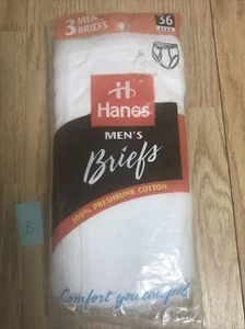 NEW 1997 MENS HANES BRIEFS WHITE SZ 36~ 3 PAIR - Picture 1 of 6