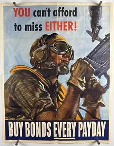 BUY BONDS EVERY PAY DAY World War 2 Bond Poster (Fine+) 1944 22”x28” WWII 70 - Picture 1 of 23