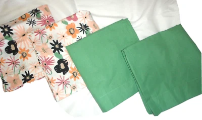 ROOM ESSENTIAL FUN FLORAL ORANGE  GREEN ROSE (4P) KING/STANDARD PILLOWCASES - Image 1 of 4