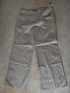 Evan-Picone Womens Striped Wide Leg Pants Beige Brown/Blue/Size 18 NEW - Picture 1 of 3