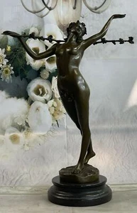 THE VINE BEAUTIFUL NUDE ART DECO NOUVEAU BRONZE STATUE SCULPTURE NOUVEAU FIGURE - Picture 1 of 7
