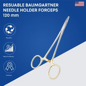 Baumgartner Needle Holder Forceps T/C 120mm Stainless Steel Surgical Instruments - Picture 1 of 2