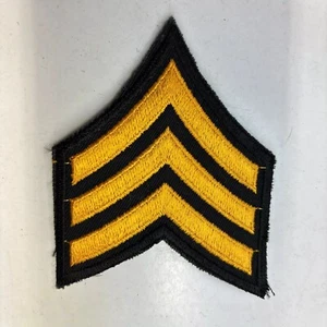 NOS Seargeant US Army Chevron 3 Stripes Black & Gold Embroidered Patch Iron/Sew - Picture 1 of 4