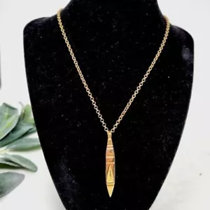W. BRITT x J. CREW Long Gold Tone Pendant Necklace - Picture 1 of 8