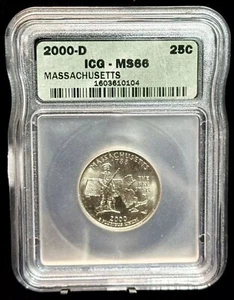 2000 D - ICG MS66 - Massachusetts State Quarter Uncirculated Coin - Picture 1 of 2