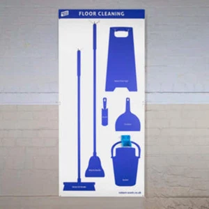 Bodenreinigung Shadowboard - Hygiene Werkzeug Organizer Board mit 5 Haken & Halterung - Bild 1 von 6