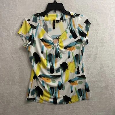 Blusa Top Mujer Milano Multicolor Geoewmtric Mediana Poliéster Manga Corta Foto 1 de 4