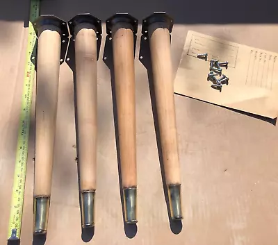 Vintage Danish Teak Mid Century 15.5” Wood Table Legs & Vertical Brackets/Screws - Image 1 of 4