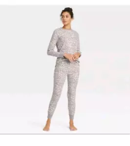 Stars Above Womens Thermal Pajama Set (Choose Size) (Gray) New With Tags - Picture 1 of 5