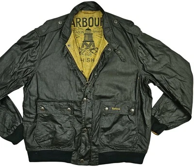 HOT Men BARBOUR T538 DURALINEN BOMBER BEACON SOUTH SHIELD BLACK COATED Jacket XL - Image 1 of 4
