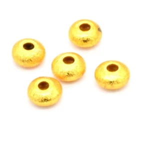 65 PCS 8X4MM SAUCER SPACER BRUSHED BEAD 18K GOLD PLATED 108 - Picture 1 of 4