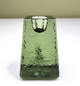 Fire & Light Recycled Art Glass Taper Candle Holder 3.25" Celery Green - Picture 1 of 15