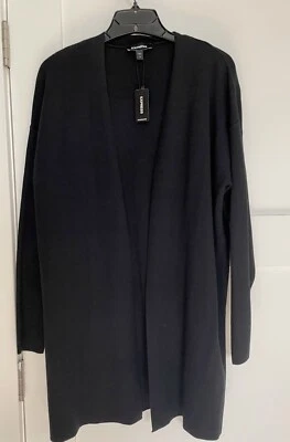 Suéter cárdigan Express para mujer negro claro delantero abierto nuevo con etiquetas, talla XS-S Foto 1 de 2