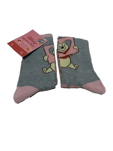 Disney Winnie The Pooh Valentine 2 Pairs Crew Socks Women's Size 9-11 NWT - Picture 1 of 4