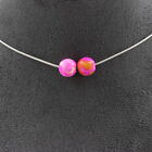 Necklace 2 Beads Jasper Pink Yellow 8 Mm. Chain Stainless Steel Necklace Femm