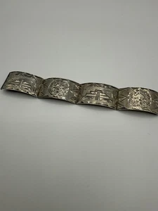 Vintage MRM Guad Jal Plata 925 Sterlingsilber mexikanischer Azteken Sonnengott Panel Armband - Bild 1 von 4