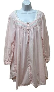 Vintage Eileen West Queen Anne's Lace Cotton Short Nightgown Cottage Size L - Picture 1 of 12