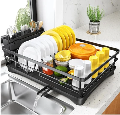 Escurridor de platos grande con desagüe, bandeja inoxidable con constante para fre Foto 1 de 4