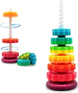 Educational Spinning Stacking Toys, Rainbow Large Size Toys - Picture 1 of 7