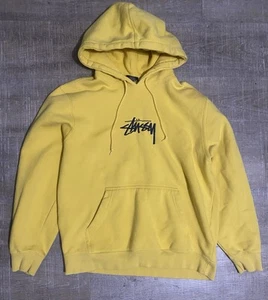 Stussy Stock Logo App. Hoodie Sweatshirt Herren S gelb bestickt - Bild 1 von 5