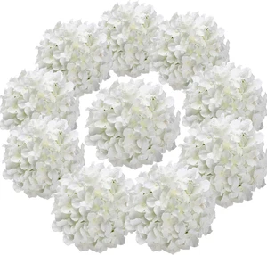 Silk Hydrangea Heads Artificial Flowers Heads with Stems for Home Wedding Decor, - Picture 1 of 12
