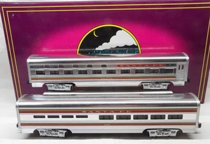 MTH O gauge ATSF Santa Fe 60' Aluminum Passenger Diner Car 2-Car Set 20-6121 - Picture 1 of 10