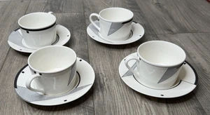 Christopher Stuart Optima Angles Geometric Art Deco 4 Cups & 4 Saucers - Picture 1 of 13