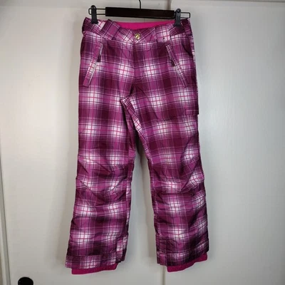 Burton Dryride Plaid Snow Pants Snowboarding Ski Girls Sz L 10/12 Pink White - Image 1 of 4