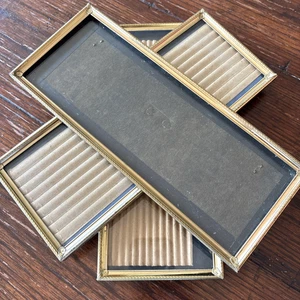Vintage Posten 3 MCM Bilderrahmen geätzt Messing goldfarben Metall Galerie Wand 4 x 10 Zoll - Bild 1 von 10