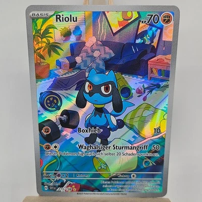 Pokemon Karte: Riolu 215/198 Karmesin & Purpur NM Illustration Rare Deutsch - Bild 1 von 2