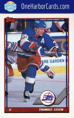1991-92 Topps Winnipeg Jets Hockey Card #218 Thomas Steen - Image 1 of 2