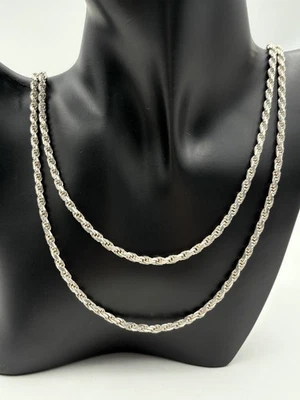 COLLAR CADENA CUERDA APILABLE PLATA ESTERLINA 925 MILOR ITALIA 60" 3,3mm ancho 65,8g Foto 1 de 4