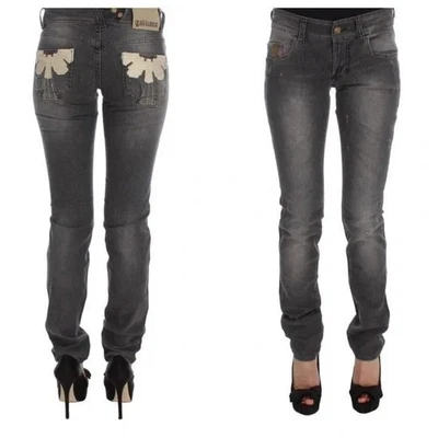 Pantalones de mezclilla John Galliano gris lavado mezcla de algodón calce ajustado elástico W26 PVP $480  Foto 1 de 4