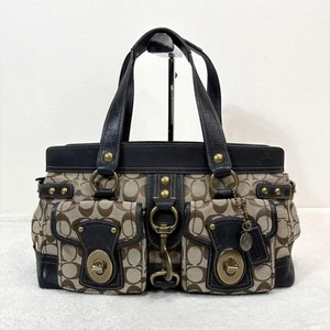 Borsa a tracolla Coach Signature Legacy Flap Turnlock marrone nera 65° F/S usata 677 - Foto 1 di 11