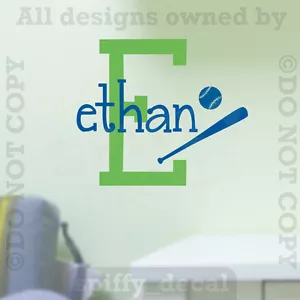 Personalized Monogram Wall Decal Vinyl Sticker Decor Graphic Nursery Baseball - Picture 1 of 4