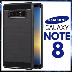 COVER CARBON PER SAMSUNG GALAXY NOTE 8 CUSTODIA NERA OPACA TPU MORBIDA ANTIURTO - Foto 1 di 4