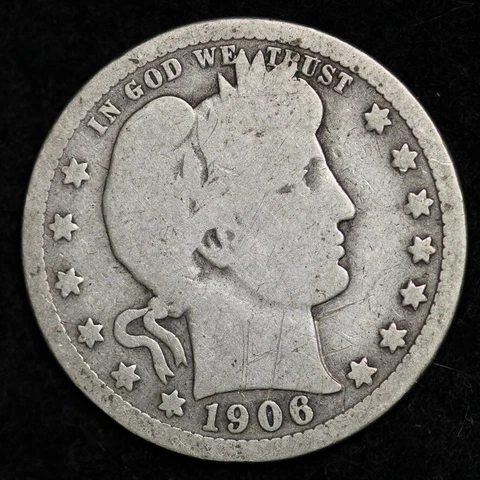 1906 Silver Barber Quarter GOOD FREE SHIPPING Cover