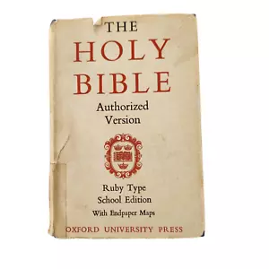 Holy Bible Oxford University Press Ruby Type 32mo School Edition Endpaper Maps - Foto 1 di 12