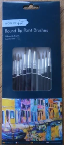 12 round tip PAINT BRUSHES in packet - assorted sizes ART PAINTING ARTIST - Picture 1 of 2