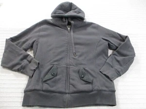 Natural Reflections Womens Jacket Large Brown Hooded Pockets Fleece Cotton Zips - Picture 1 of 11