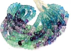 AAA Natural Multi Fluorite Smooth Rondelle 8-9mm Gemstone Beads 8 inch Long - Bild 1 von 5